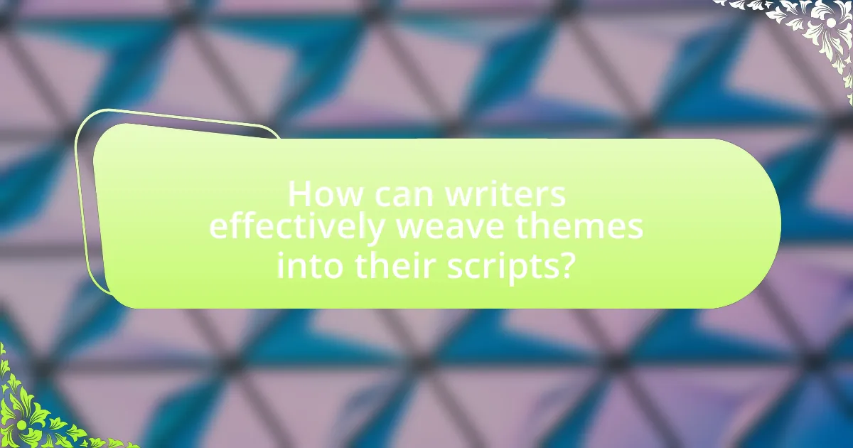 How can writers effectively weave themes into their scripts?