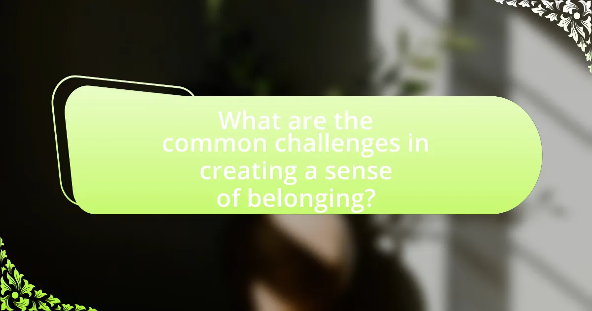 What are the common challenges in creating a sense of belonging?