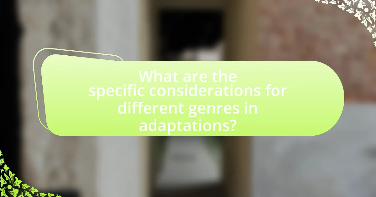 What are the specific considerations for different genres in adaptations?